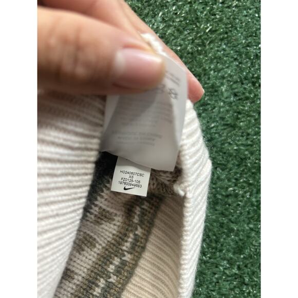 NIKE CABLE KNIT CREWNECK SWEATER MEN’S XS BEIGE LOOSE FIT - Picture 8 of 13